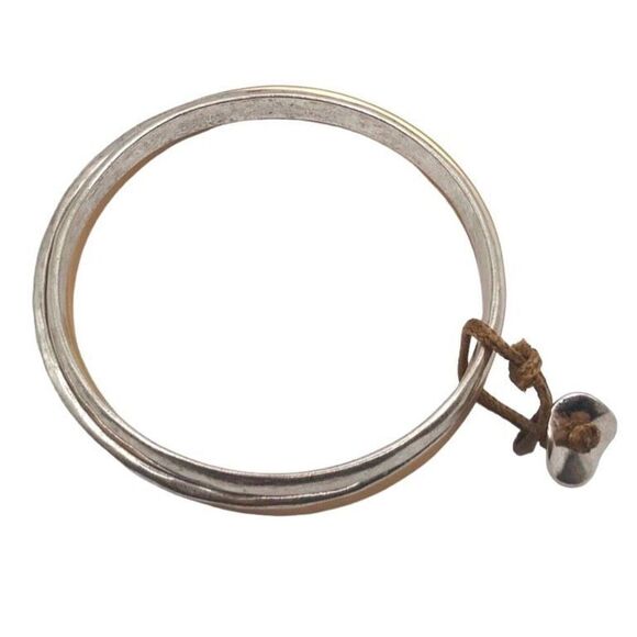 Mixed Metal Set of 3 Bangle Bracelets - Picture 2 of 5